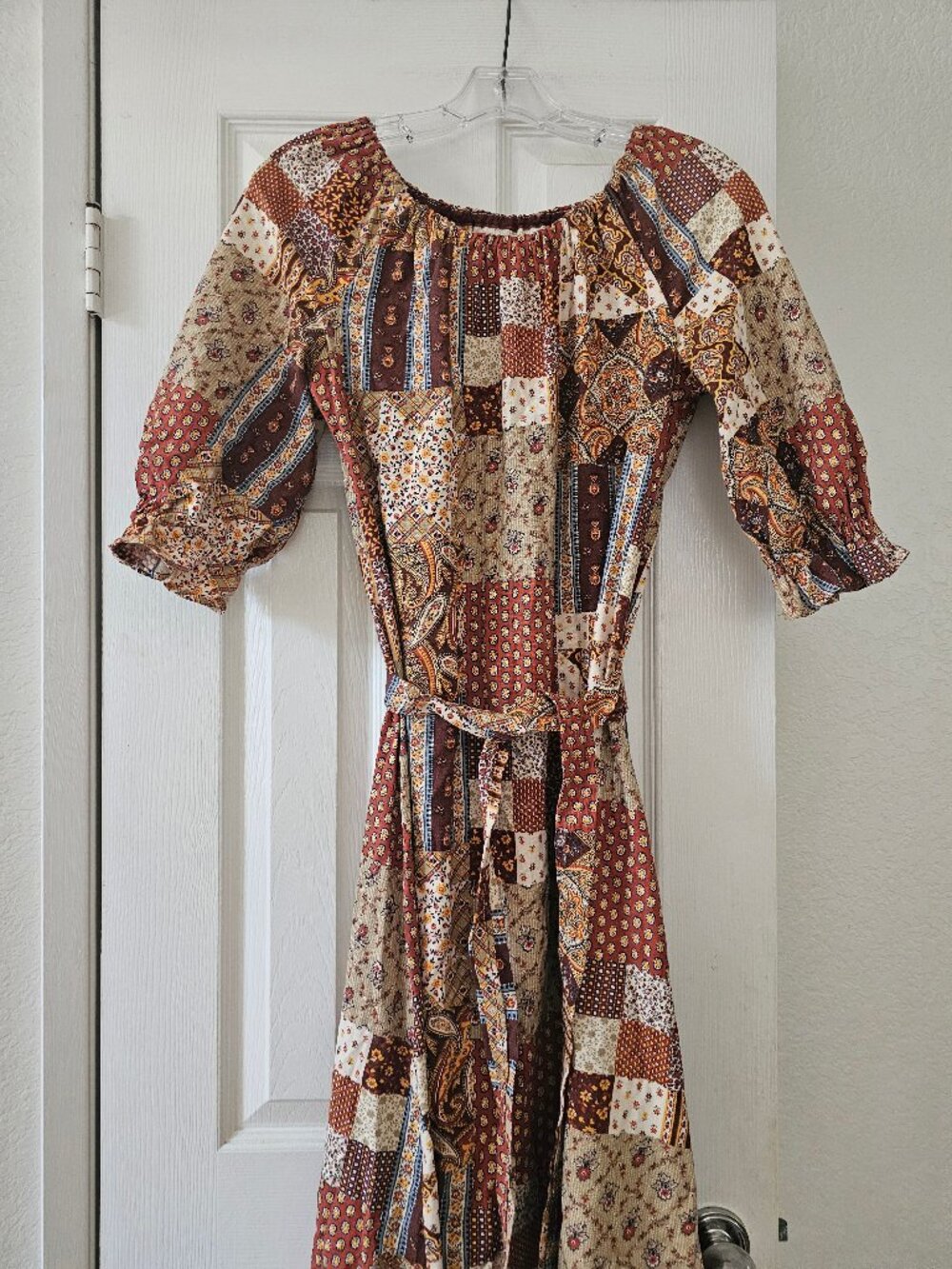 Vintage 1970's Patchwork Print Dress